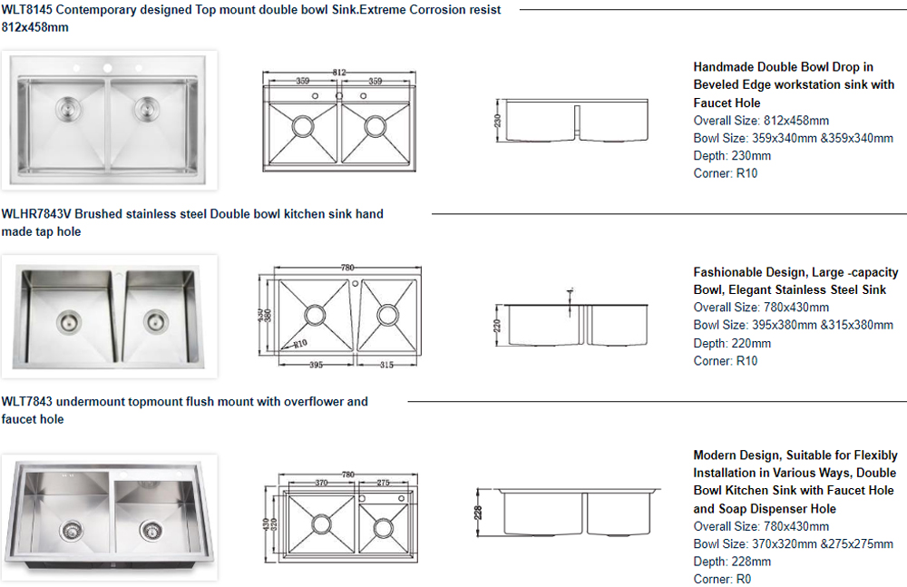 18 Gauge Stainless Steel Undermount Kitchen Sink Double Bowl